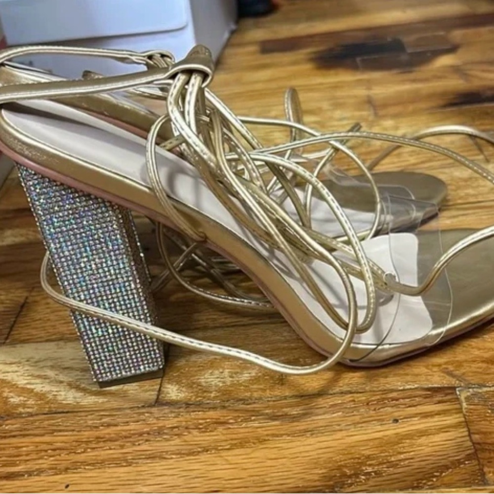 Elegant Gold Strappy Women's Heels